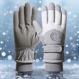 Gray and White Winter Gloves